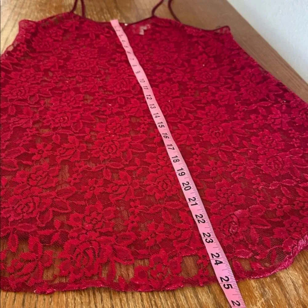 Vintage 90s Alexandria Nicole Lace Babydoll Lingerie Chemise Size Medium Red